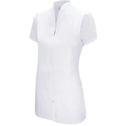 Tunique médicale zippée col cheminée pour femme, coupe cintrée, 190 g/m²