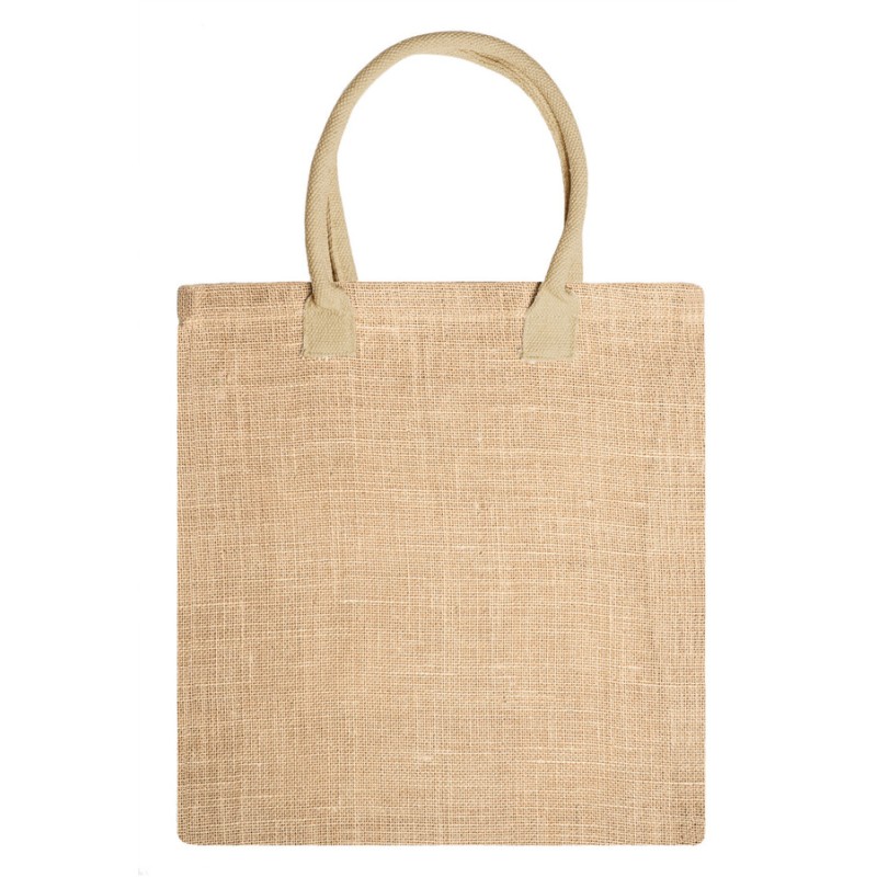 Sac en jute naturel avec anses renforcées en coton coloré