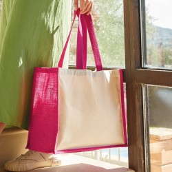 Sac en toile de jute, anses longues en coton canvas