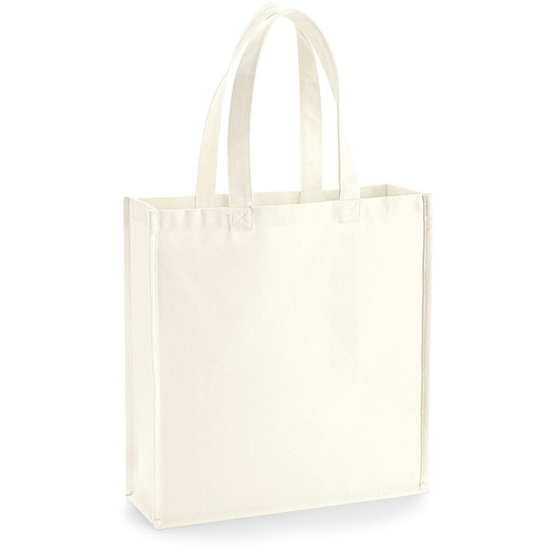 Sac fourre-tout en toile de coton avec soufflet bicolore, 407 g/m²