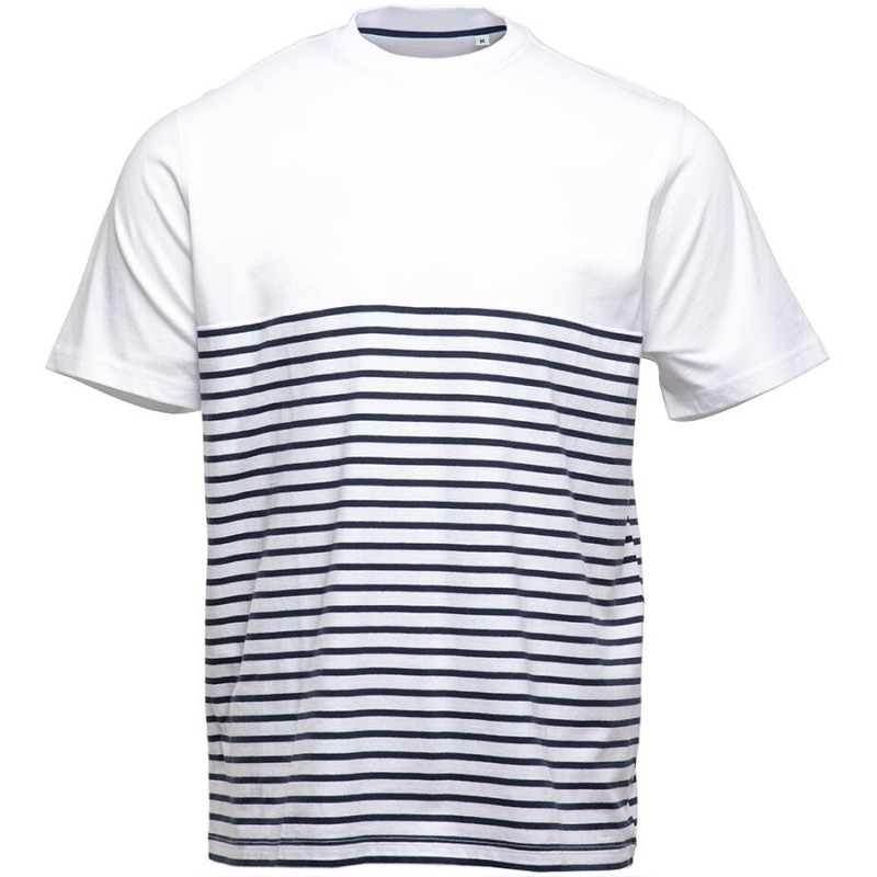 T-shirt marinière en coton organique manches courtes, 180 g/m²