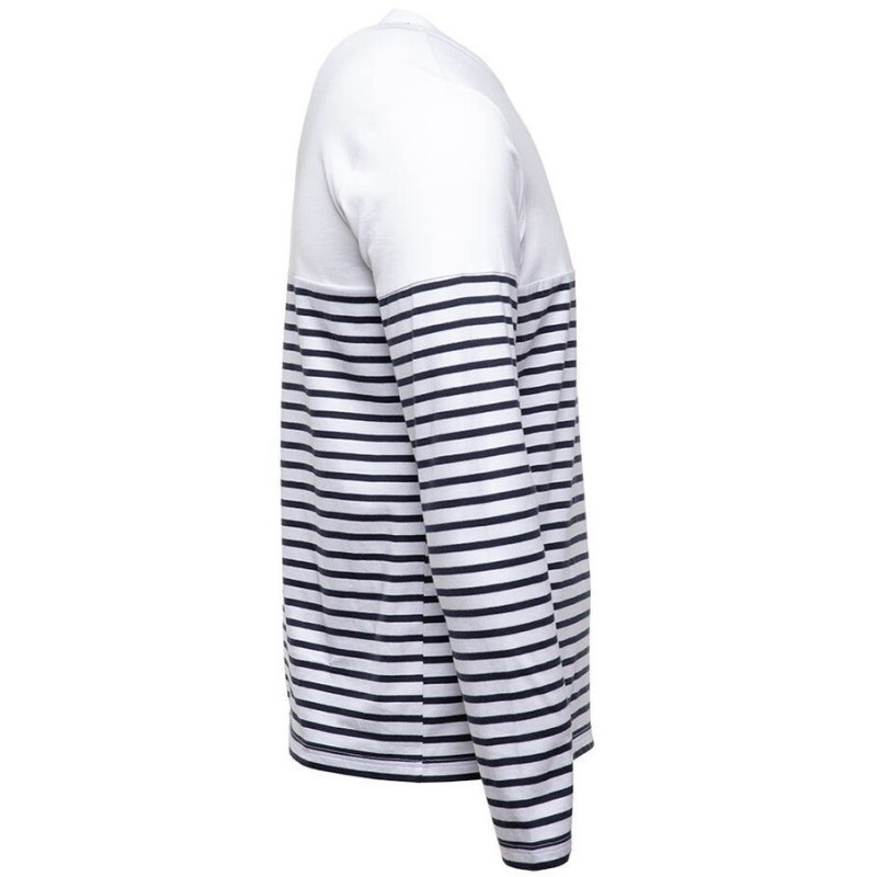 T-shirt marinière en coton organique manches longues, 180 g/m²