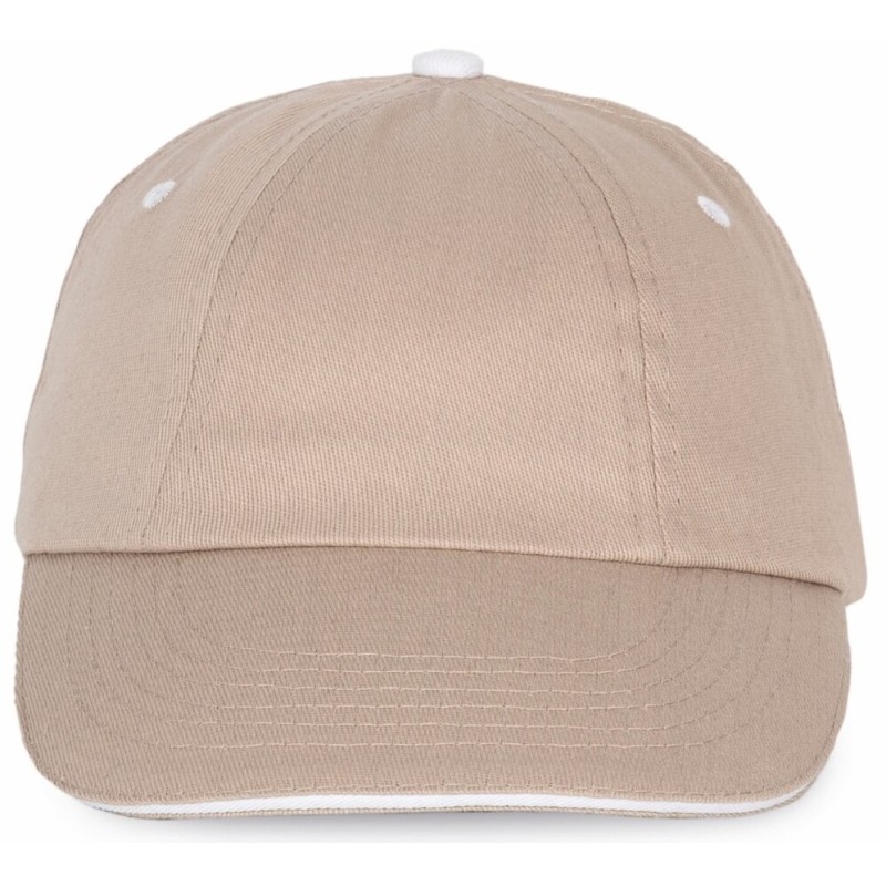 Casquette 6 panneaux en coton sergé avec détails contrastés, 155 g/m²