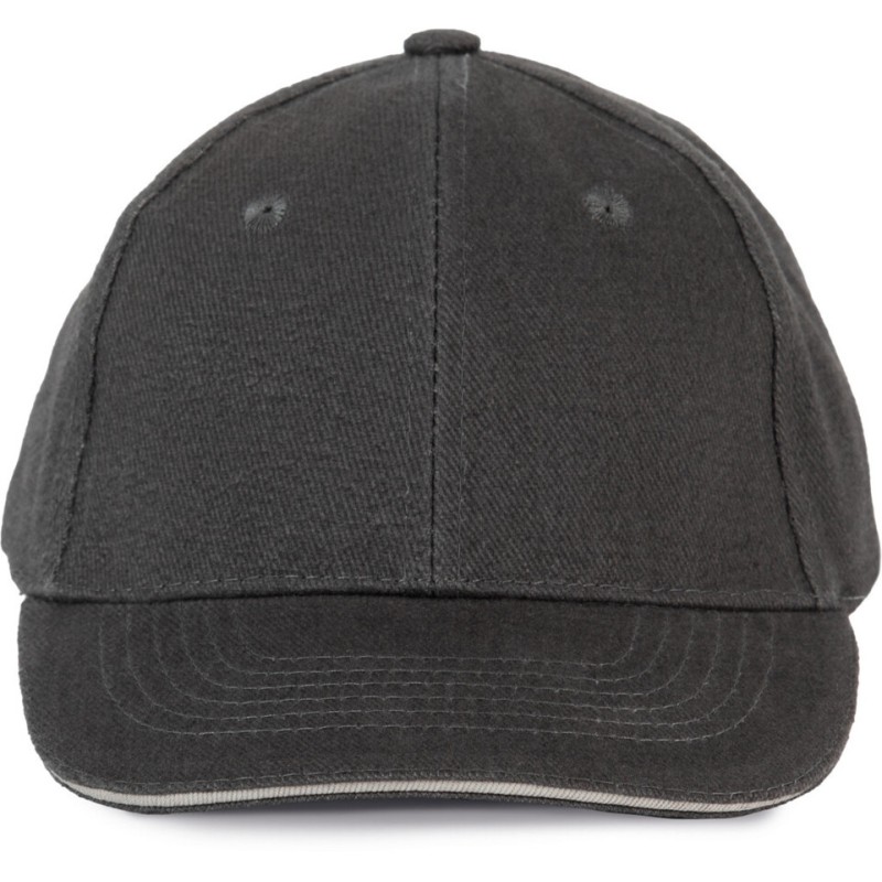 Casquette enfant 6 panneaux en coton avec liseré contrasté, 260 g/m²