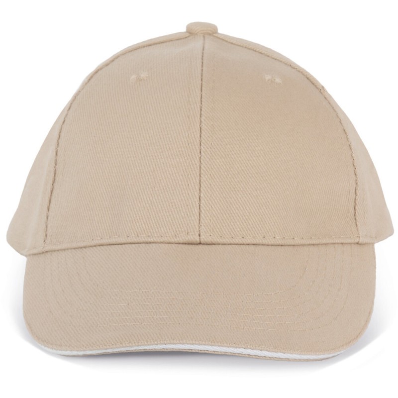 Casquette enfant 6 panneaux en coton avec liseré contrasté, 260 g/m²