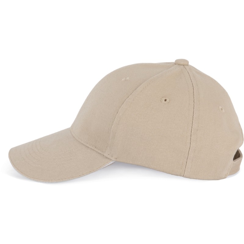 Casquette enfant 6 panneaux en coton avec liseré contrasté, 260 g/m²