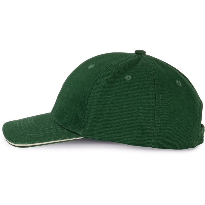 Casquette enfant 6 panneaux en coton avec liseré contrasté, 260 g/m²