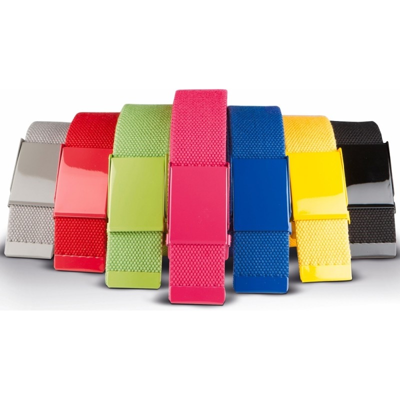 Ceinture en polyester, boucle métallique ton sur ton et résistante