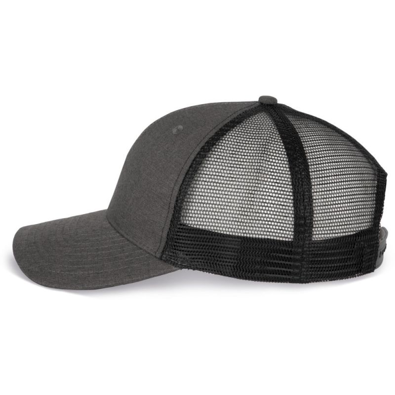 Casquette trucker 6 panneaux polyester recyclé avec fermeture snapback, 145 g/m²