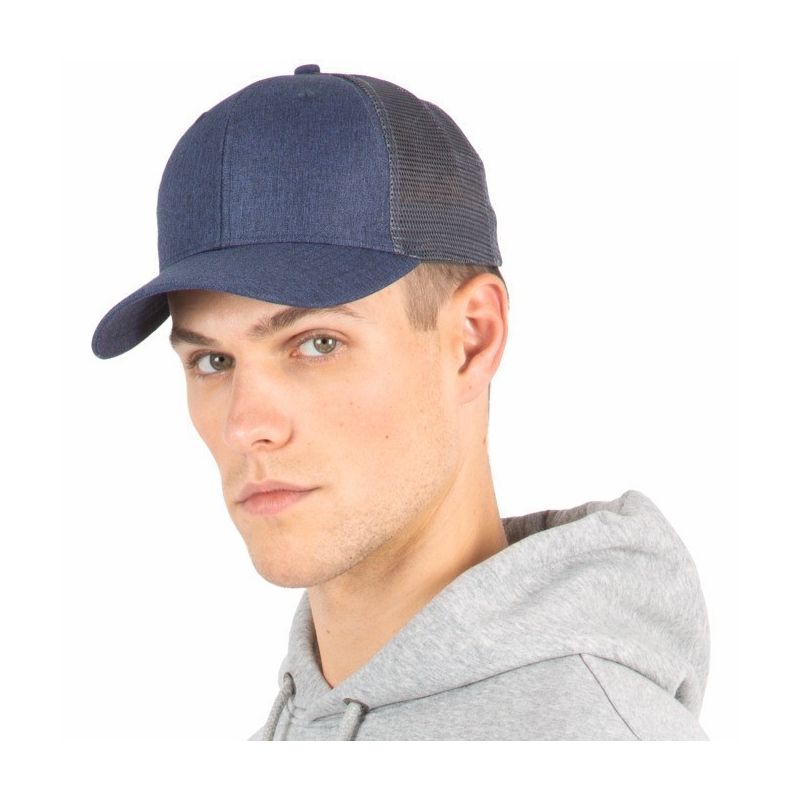 Casquette trucker 6 panneaux polyester recyclé avec fermeture snapback, 145 g/m²