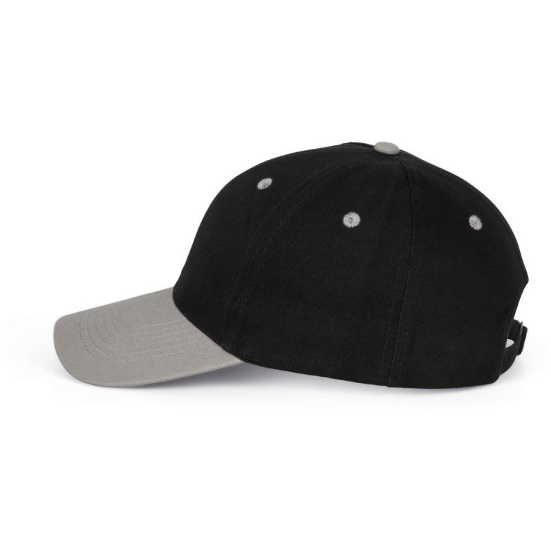 Casquette 6 panneaux en coton réglable par boucle métallique, 260 g/m²