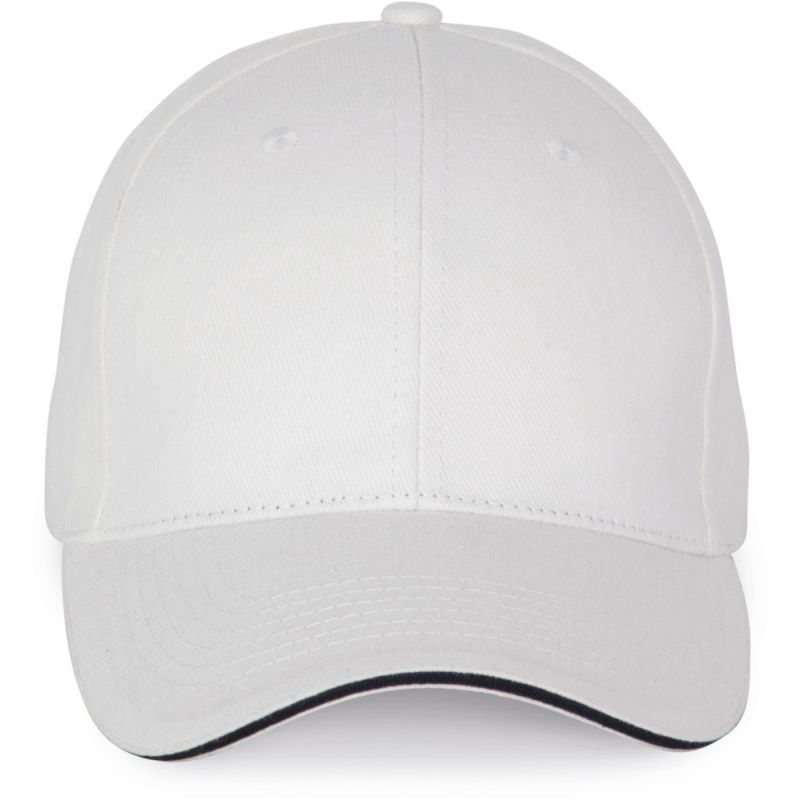 Casquette sandwich contrastée 6 panneaux en coton, 260 g/m²