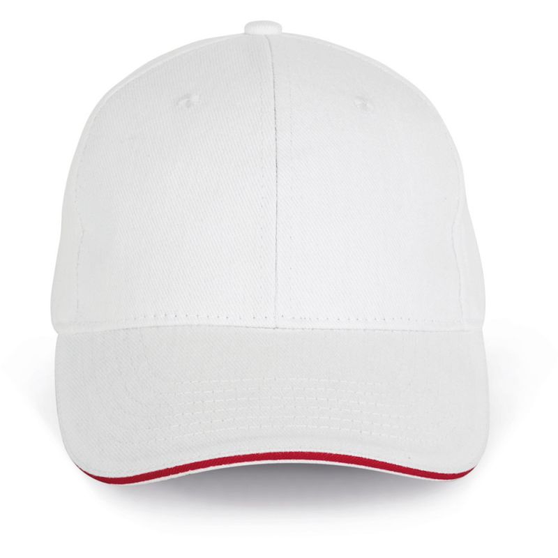 Casquette 6 panneaux contrastée en coton biologique doux, 260 g/m²