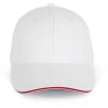 Casquette 6 panneaux contrastée en coton biologique doux, 260 g/m²