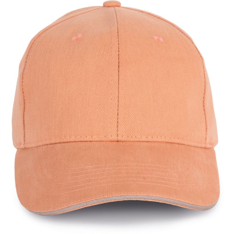 Casquette 6 panneaux contrastée en coton biologique doux, 260 g/m²