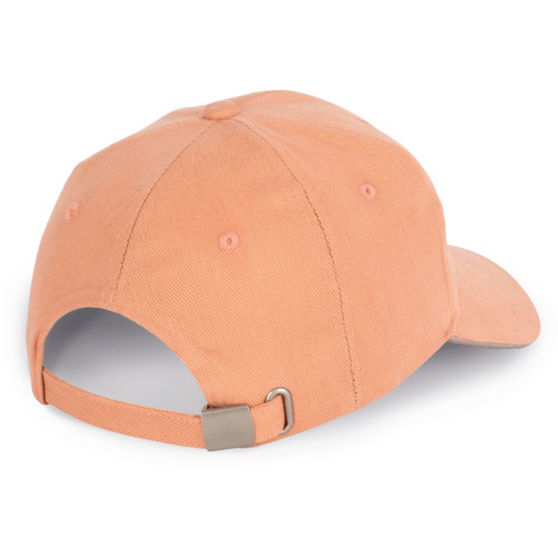 Casquette 6 panneaux contrastée en coton biologique doux, 260 g/m²