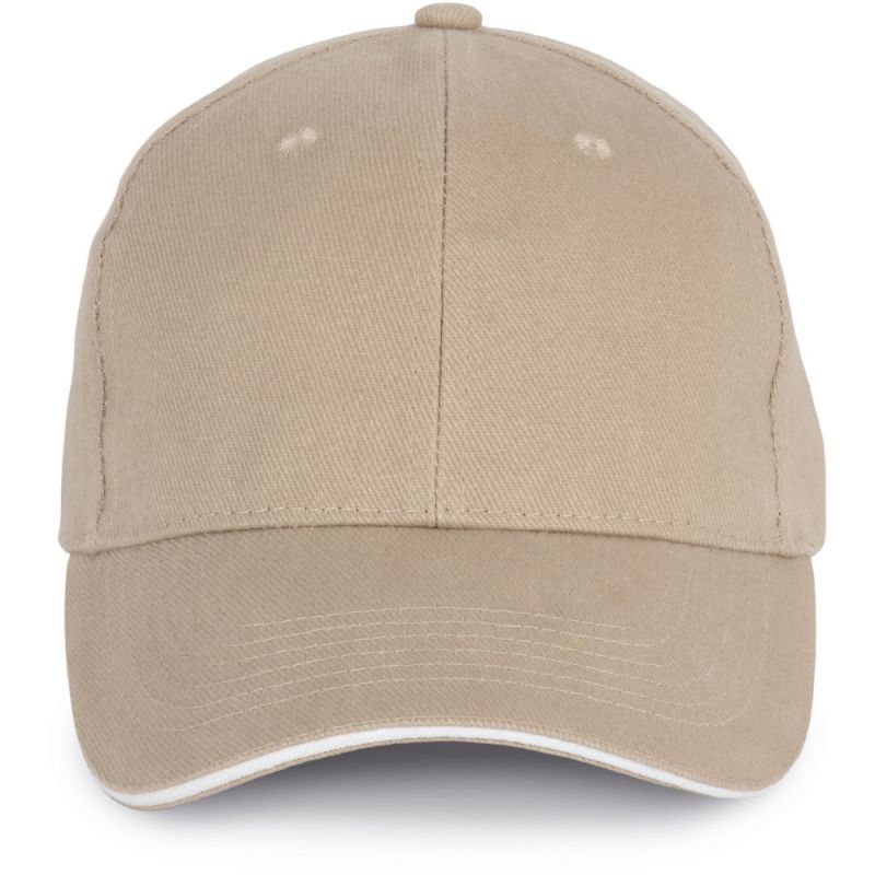 Casquette 6 panneaux contrastée en coton biologique doux, 260 g/m²