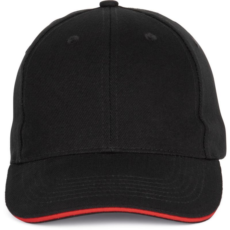 Casquette 6 panneaux en coton épais avec sandwich contrasté, 340 g/m²