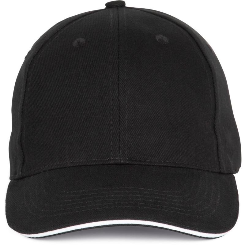 Casquette 6 panneaux en coton épais avec sandwich contrasté, 340 g/m²