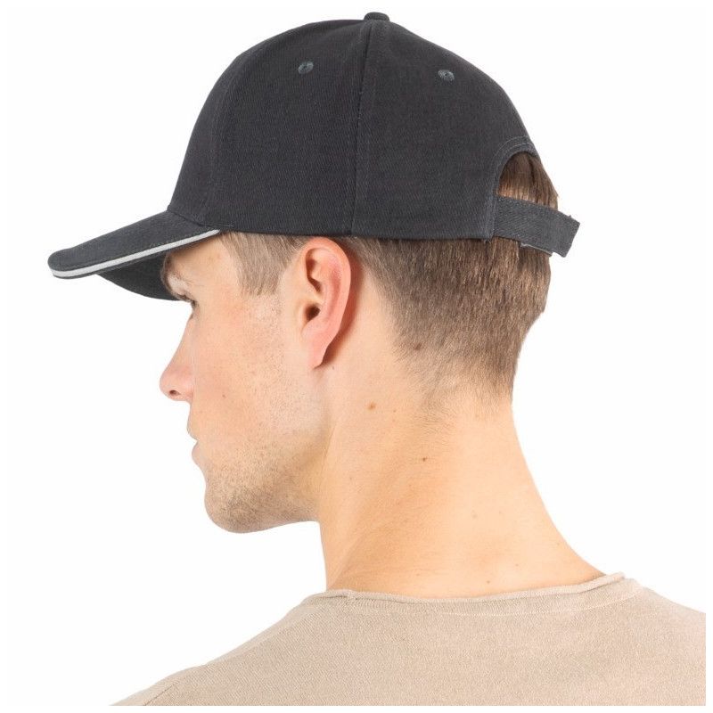 Casquette 6 panneaux en coton épais avec sandwich contrasté, 340 g/m²