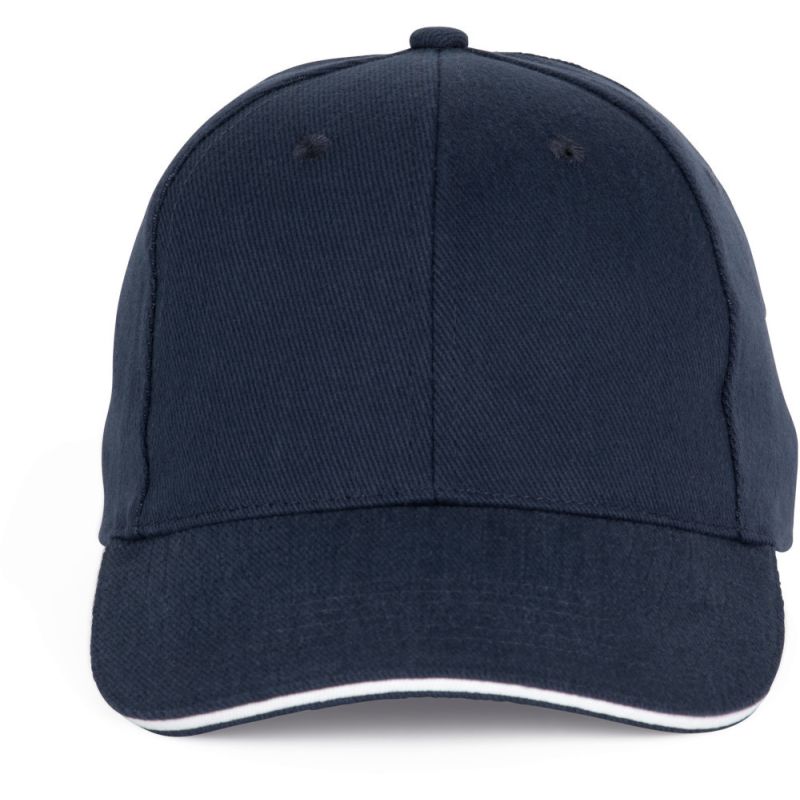 Casquette 6 panneaux en coton épais avec sandwich contrasté, 340 g/m²