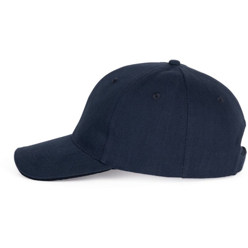 Casquette 6 panneaux en coton épais avec sandwich contrasté, 340 g/m²