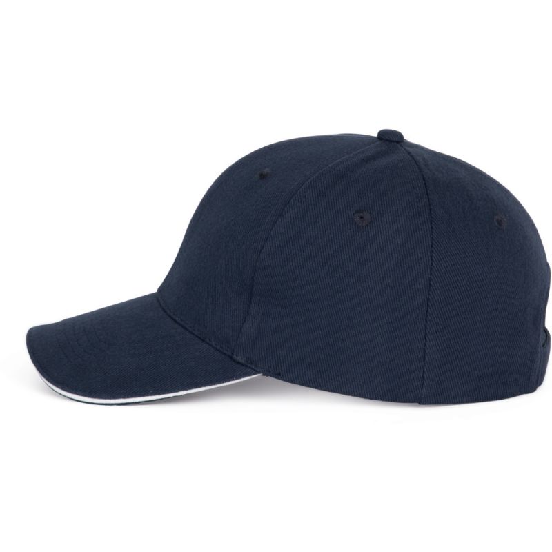 Casquette 6 panneaux en coton épais avec sandwich contrasté, 340 g/m²