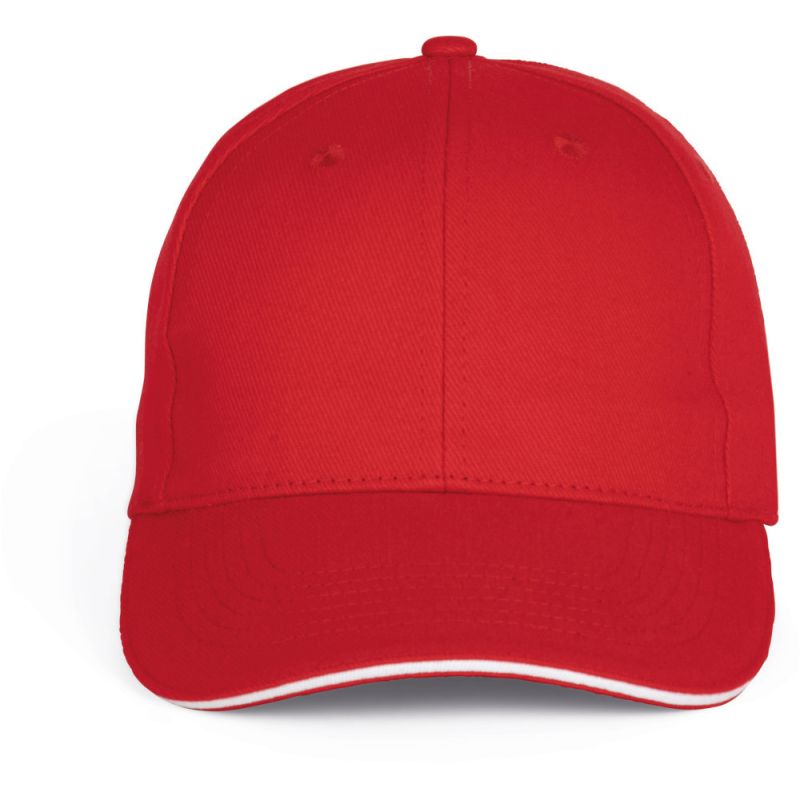 Casquette 6 panneaux en coton épais avec sandwich contrasté, 340 g/m²