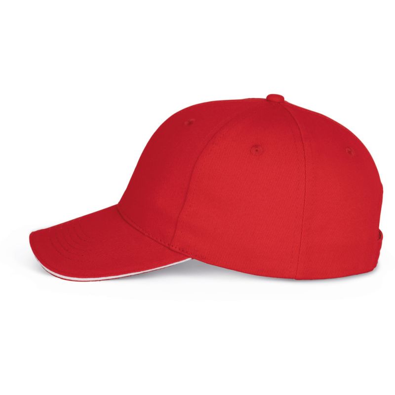 Casquette 6 panneaux en coton épais avec sandwich contrasté, 340 g/m²