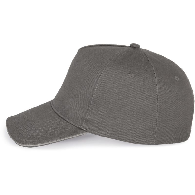 Casquette 5 panneaux en coton réglable par boucle métallique, 260 g/m²