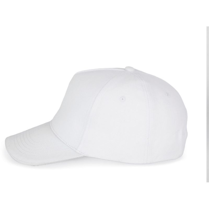 Casquette 5 panneaux en coton réglable par boucle métallique, 260 g/m²