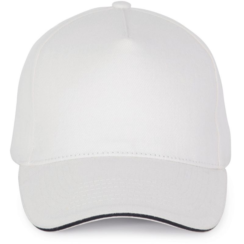 Casquette 5 panneaux en coton réglable par boucle métallique, 260 g/m²