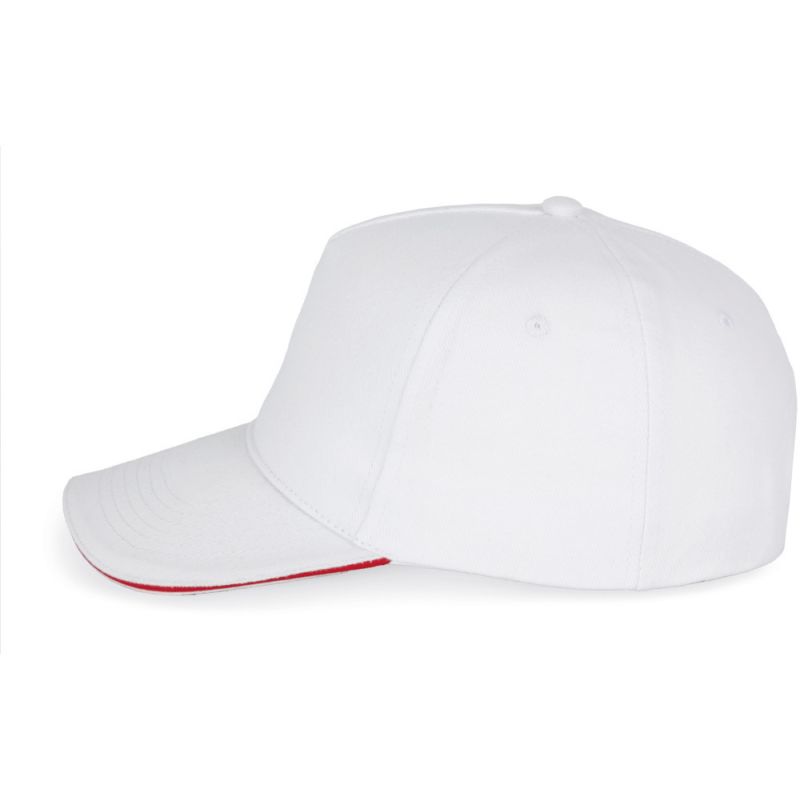 Casquette 5 panneaux en coton réglable par boucle métallique, 260 g/m²