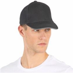 Casquette 5 panneaux en coton réglable par boucle métallique, 260 g/m²