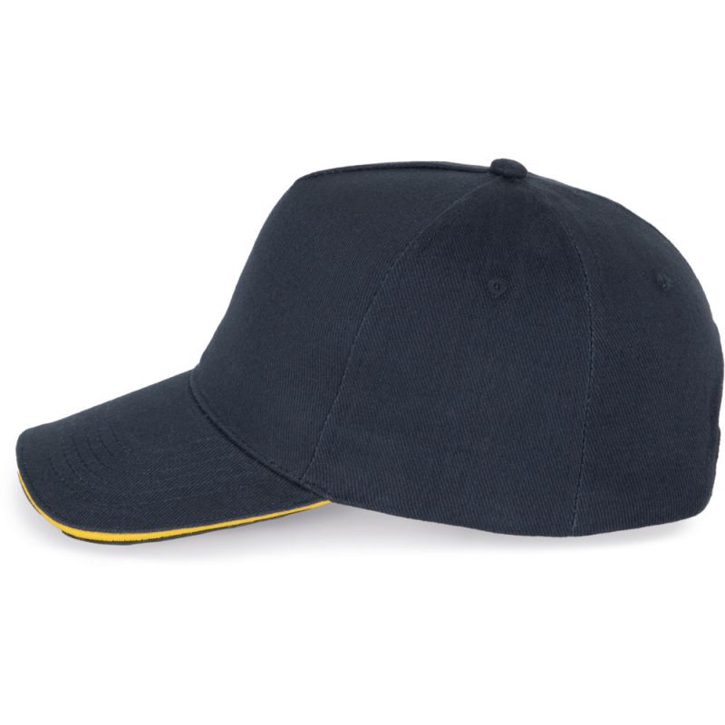 Casquette 5 panneaux en coton réglable par boucle métallique, 260 g/m²