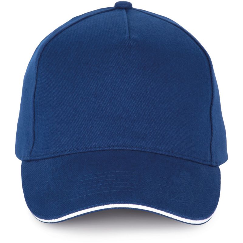 Casquette 5 panneaux en coton réglable par boucle métallique, 260 g/m²