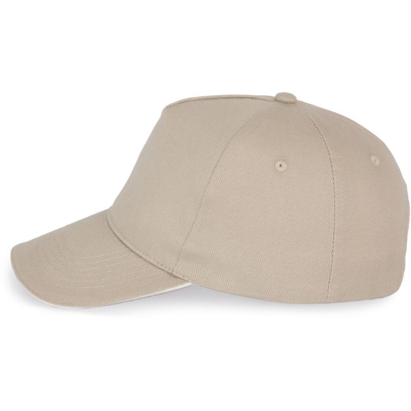 Casquette 5 panneaux en coton réglable par boucle métallique, 260 g/m²