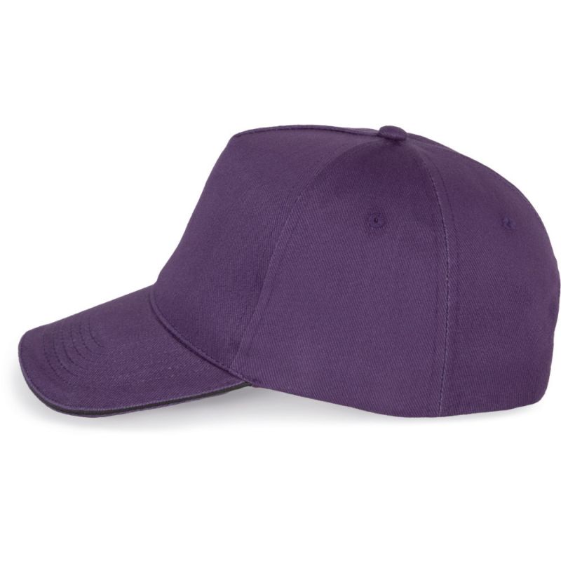 Casquette 5 panneaux en coton réglable par boucle métallique, 260 g/m²