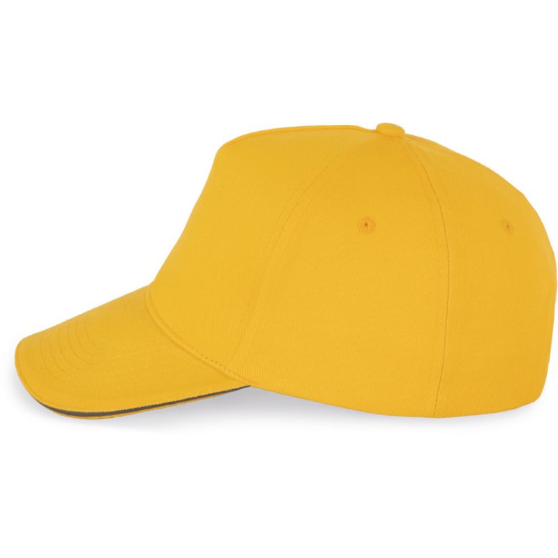 Casquette 5 panneaux en coton réglable par boucle métallique, 260 g/m²