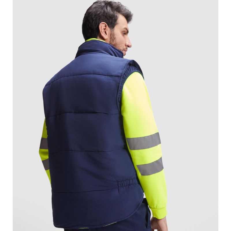 Gilet haute visibilité réversible multi-poches avec col montant, 450 g/m²