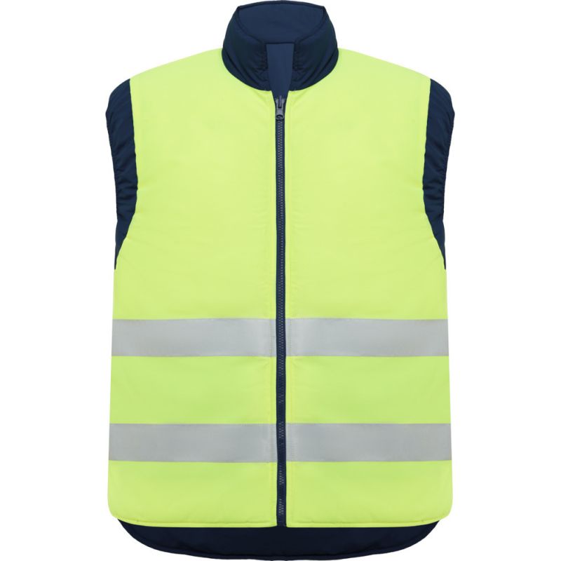 Gilet haute visibilité réversible multi-poches avec col montant, 450 g/m²