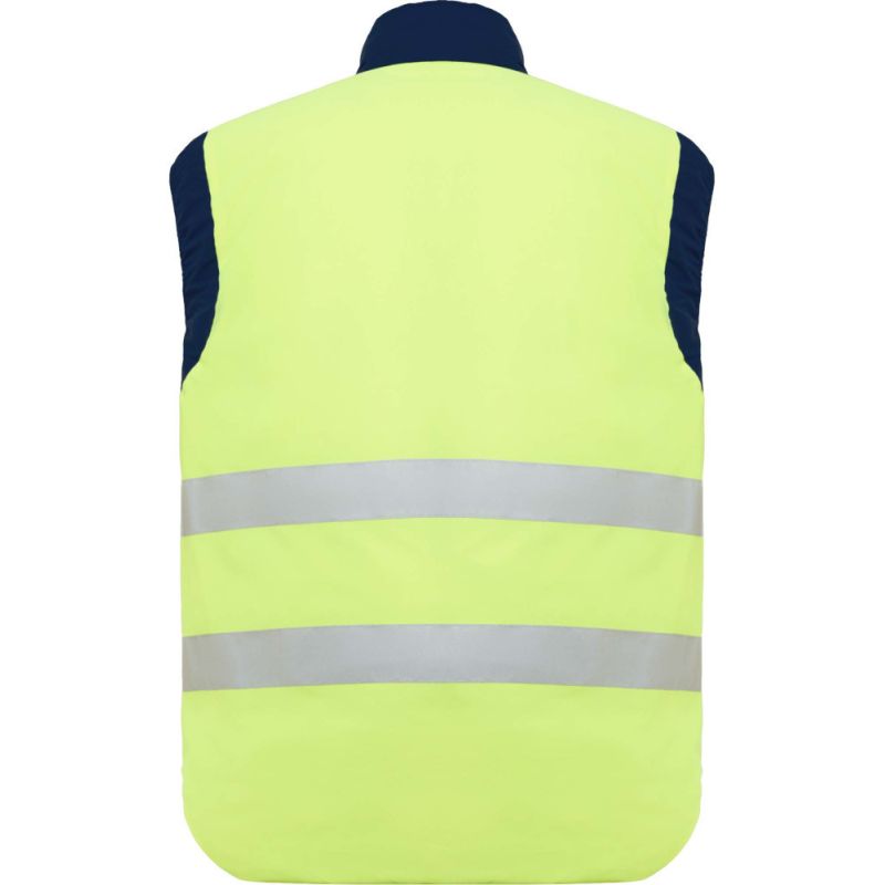 Gilet haute visibilité réversible multi-poches avec col montant, 450 g/m²