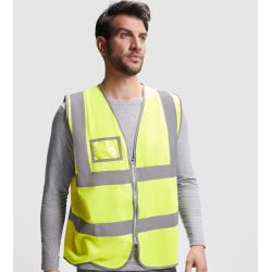 Gilet de sécurité haute visibilité zippé, poche transparente sur la poitrine