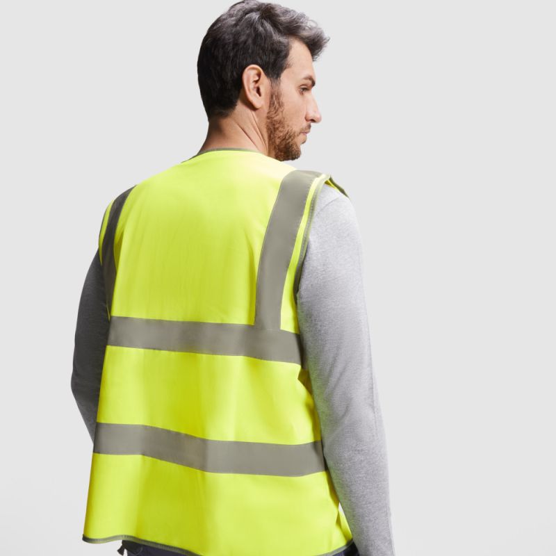 Gilet de sécurité haute visibilité zippé, poche transparente sur la poitrine