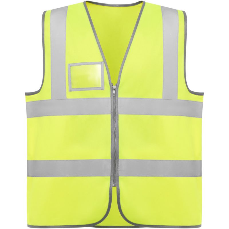 Gilet de sécurité haute visibilité zippé, poche transparente sur la poitrine