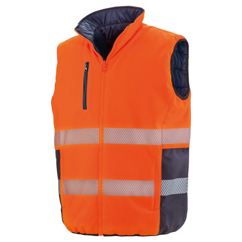 Bodywarmer de sécurité doudoune haute visibilité réversible, 220 g/m²