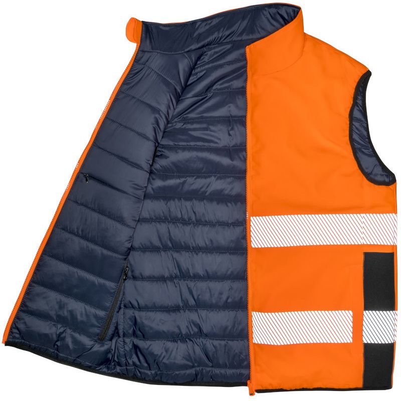 Bodywarmer de sécurité doudoune haute visibilité réversible, 220 g/m²