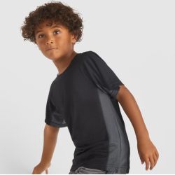 T-shirt technique enfant combiné deux tissus, manches courtes raglans, 140 g/m²