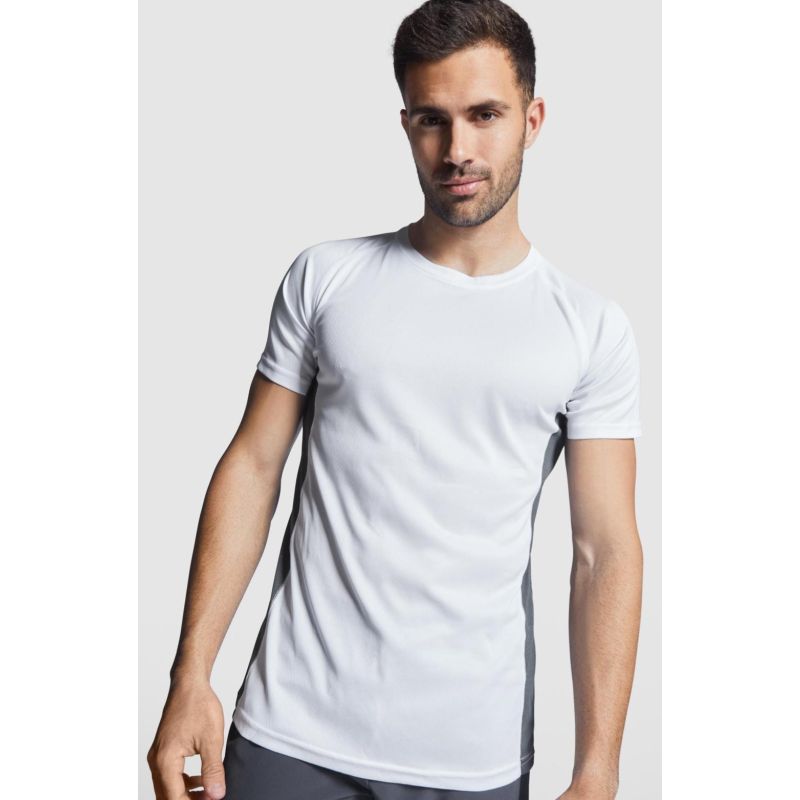 T-shirt technique adulte combiné deux tissus, manches courtes raglan, 140 g/m²