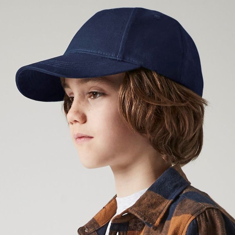 Casquette enfant 5 panneaux réglable en coton bio, visière préformée